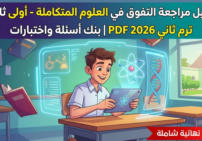 📥 تحميل كتاب التفوق في العلوم المتكاملة أولى ثانوي ترم ثاني 2026 PDF | مراجعة نهائية وبنك أسئلة واختبارات شاملة
