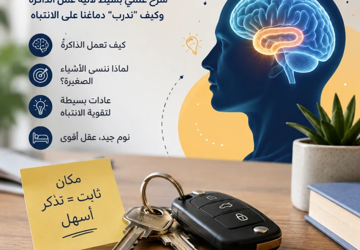 لماذا ننسى أين وضعنا المفاتيح؟ شرح علمي بسيط لكيفية  تدريب دماغنا على الانتباه وكيفية عمل الذاكرة.
