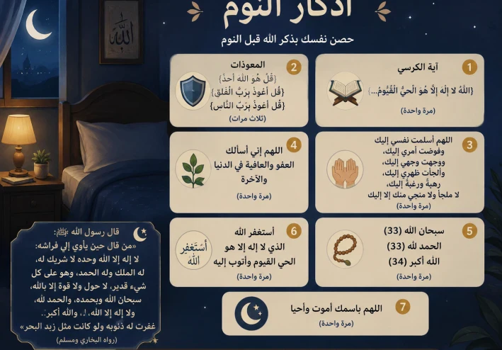 اذكار المسلم قبل النوم