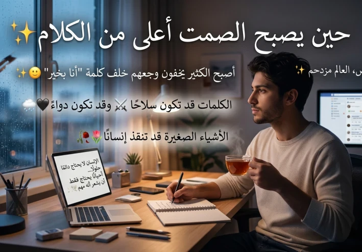 ╭━━━ ✨🖤 حين يصبح الصمت أعلى من الكلام 🖤✨ ━━━╮