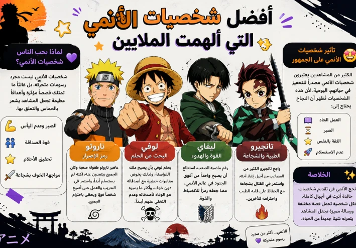 🎬 أفضل شخصيات الأنمي التي ألهمت الملايين 🌟🔥
