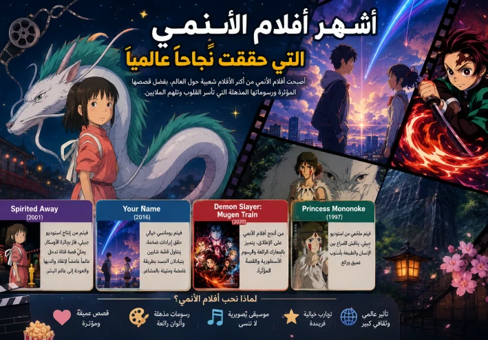 🌟 أشهر أفلام الأنمي التي حققت نجاحًا عالميًا 🎬🎌