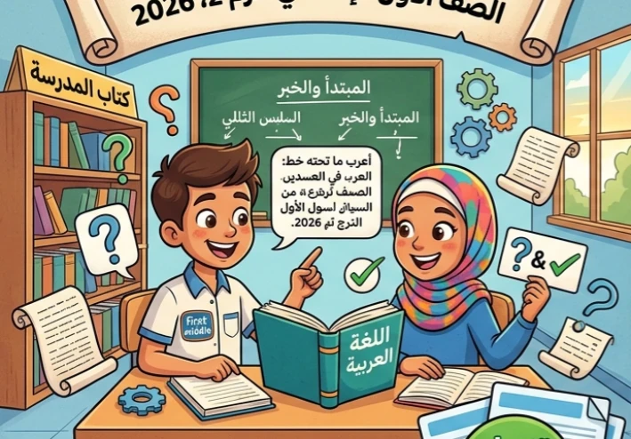 📓 تحميل أقوى مراجعة نهائية لغة عربية للصف الأول الإعدادي الترم الثاني 2026 PDF سؤال وجواب بالإجابات النموذجية