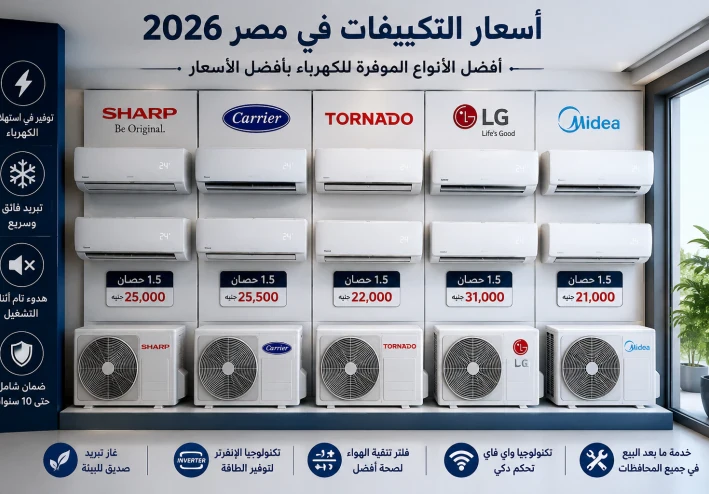 اسعار التكيفات في مصر وافضل الانواع والمواصفات2026