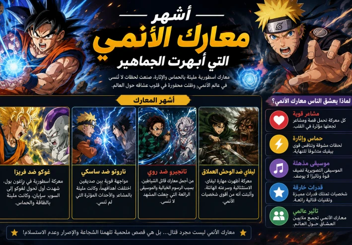 ⚔️ أشهر معارك الأنمي التي أبهرت الجماهير 🔥🎌
