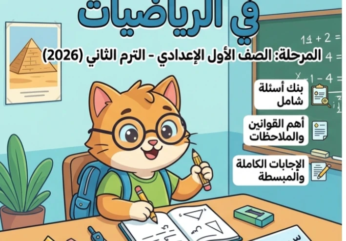 📥 تحميل مراجعة المتميز رياضيات أولى إعدادي ترم ثاني 2026 PDF – أقوى بنك أسئلة شامل بالإجابات والنماذج المتوقعة