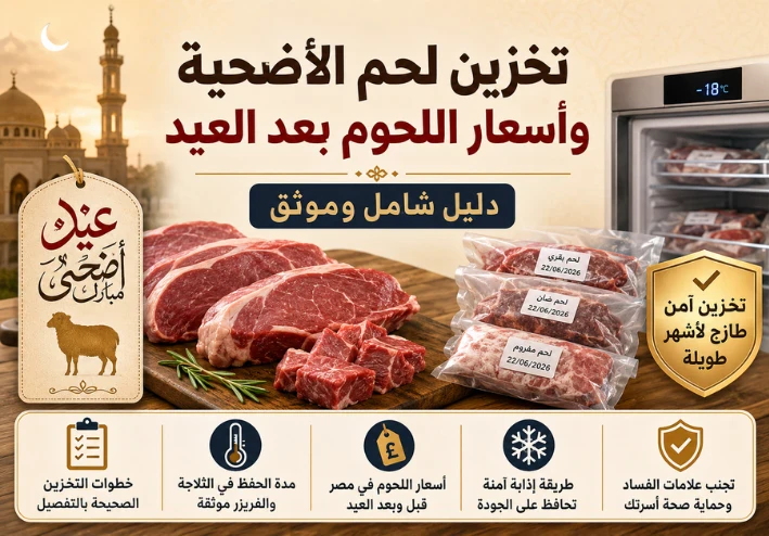 تخزين لحم الأضحية وأسعار اللحوم بعد العيد 2026: دليل شامل