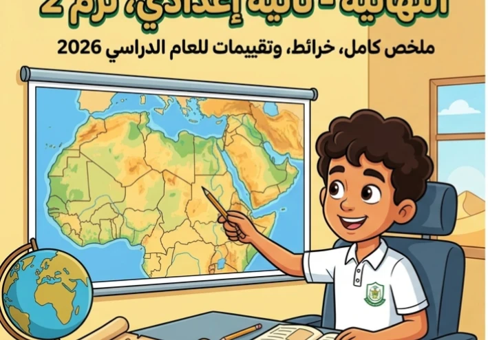 ✨ تحميل المراجعة النهائية دراسات اجتماعية للصف الثاني الإعدادي ترم ثاني 2026 PDF | أقوى مراجعة خرائط وتقييمات بالإجابات