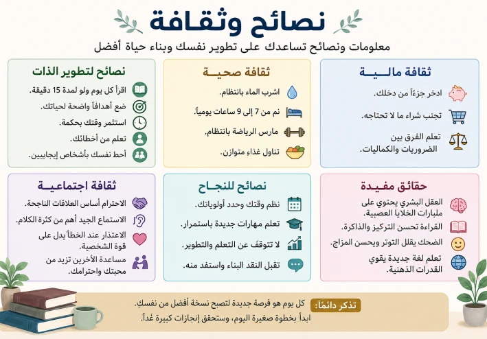 نصائح وثقافات مفيده وملهمه