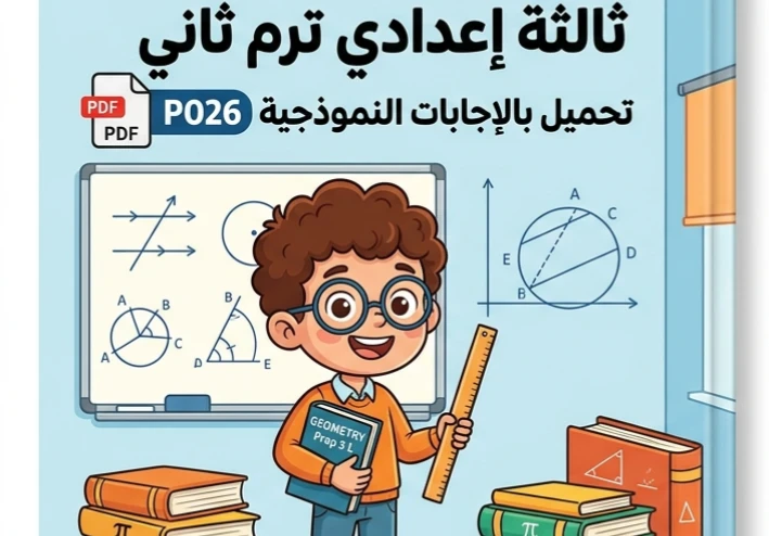 📥 تحميل أقوى مراجعة هندسة لغات ثالثة إعدادي ترم ثاني 2026 PDF بالإجابات النموذجية | مراجعة نهائية شاملة لكل أجزاء المنهج