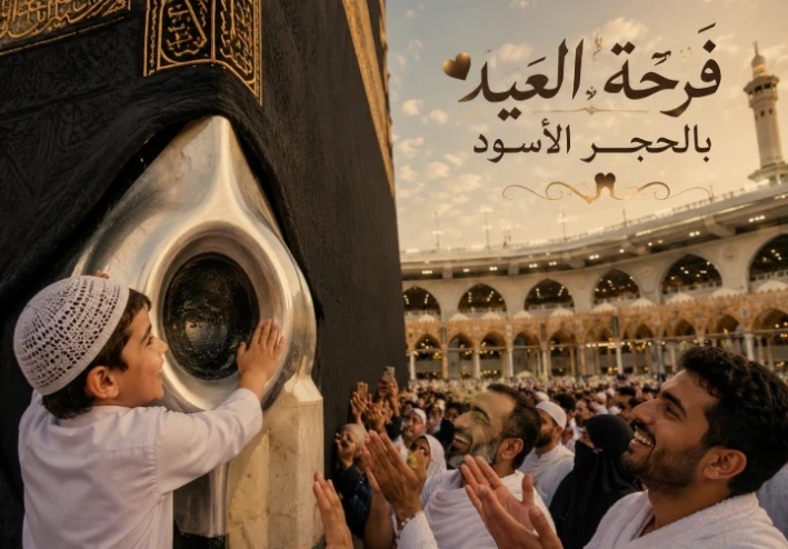أجمل لحظات العيد بجوار الحجر الأسود