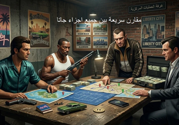 ذكريات الطفولة وضخامة الحاضر: المقارنة الشاملة لجميع أجزاء سلسلة GTA