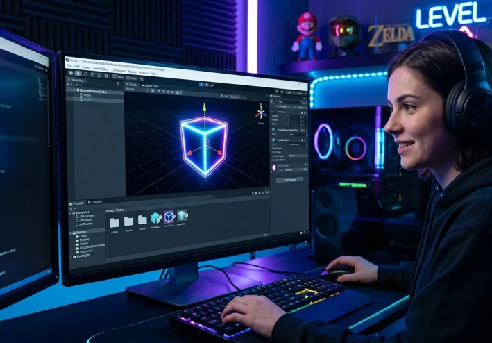 🎮 كورس احتراف Unity من الصفر 📌 الدرس 3: أول تجربة عملية داخل Unity وتحريك أول عنصر داخل اللعبة