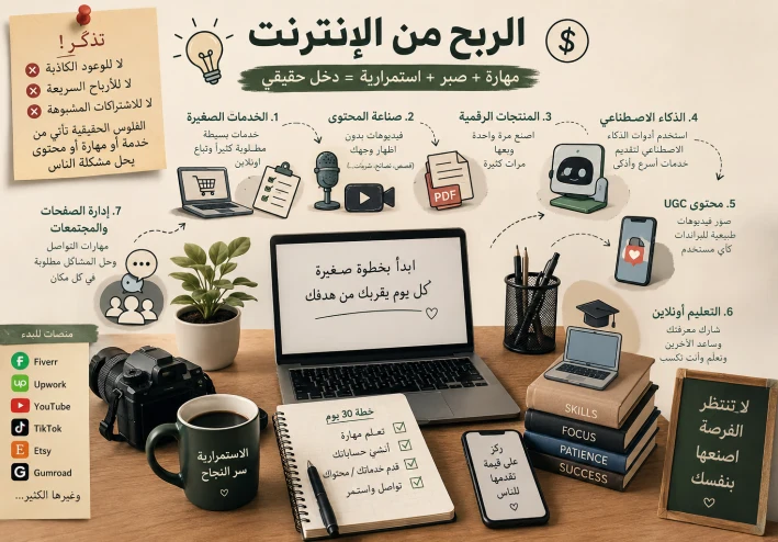 الربح من الإنترنت في 2026 - مش وهم ولا فلوس سهلة… بس لعبة أذكياء 👀