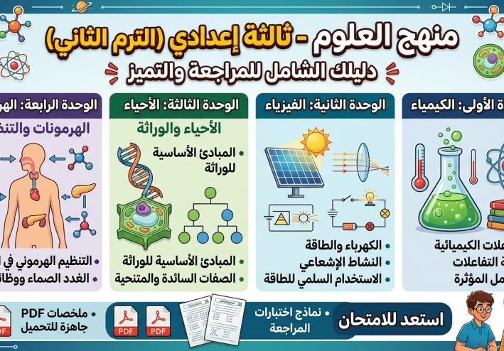 ملخص اللغة العربية للصف الثالث الاعدادي الترم الثاني