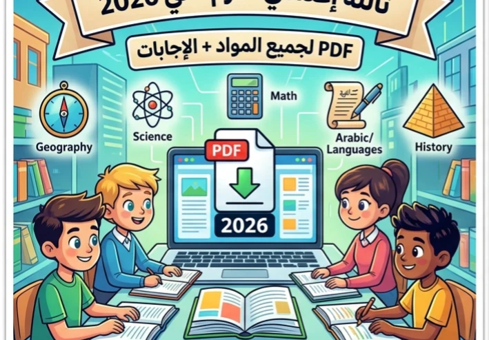 📥 تحميل نماذج وزارة التربية والتعليم للصف الثالث الإعدادي ترم ثاني 2026 PDF بالإجابات لجميع المواد مجانًا