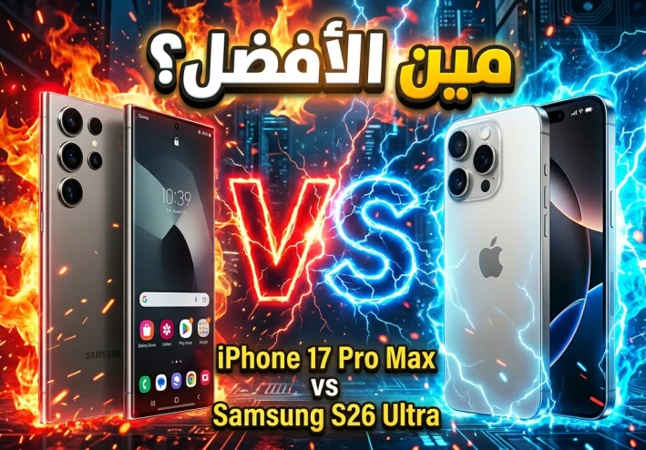 مقارنة iPhone 17 Pro Max و Galaxy S26 Ultra 🔥📱 مين أفضل هاتف في 2026؟
