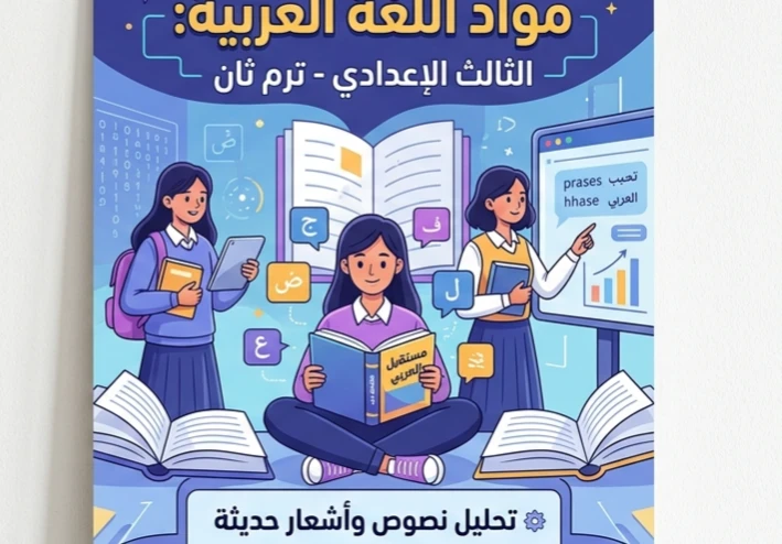 📗 ملخص اللغة العربية للصف الثالث الإعدادي الترم الثاني 2026 PDF | أقوى مراجعة نهائية شاملة للنحو والنصوص والقراءة