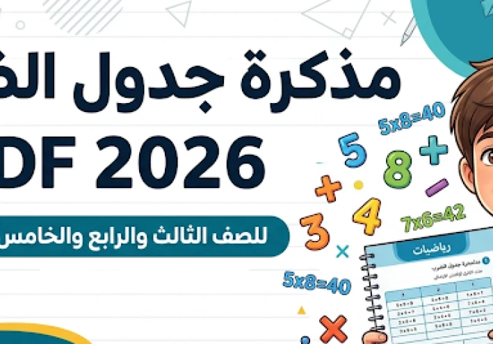 تحميل مذكرة جدول الضرب PDF للأطفال 2026 | أفضل مذكرة لتأسيس طلاب الصف الثالث والرابع والخامس الابتدائي