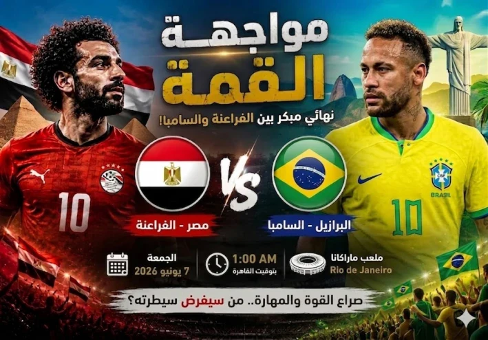 مصر والبرازيل في مواجهة نارية قبل بروفة كأس العالم.. اختبار قوي للفراعنة فجر الجمعة