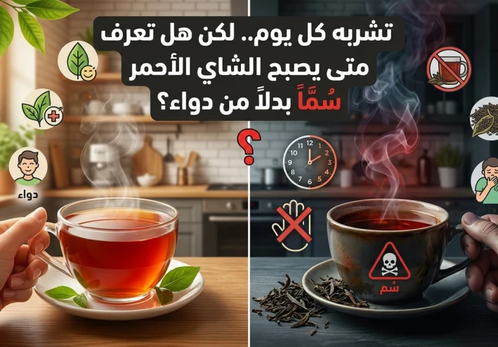 تشربه كل يوم.. لكن هل تعرف متى يصبح الشاي الأحمر سُمّاً بدلاً من دواء؟