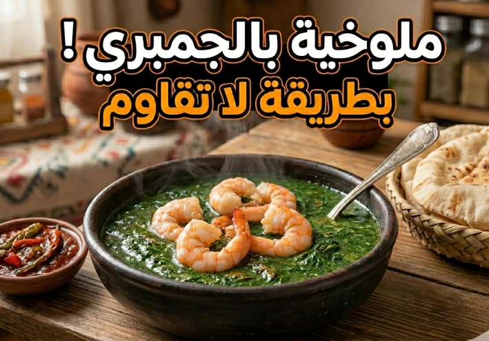 🍤🌿 ملوخية بالجمبري على الطريقة المصرية.. وصفة شهية بطعم لا يُقاوم!