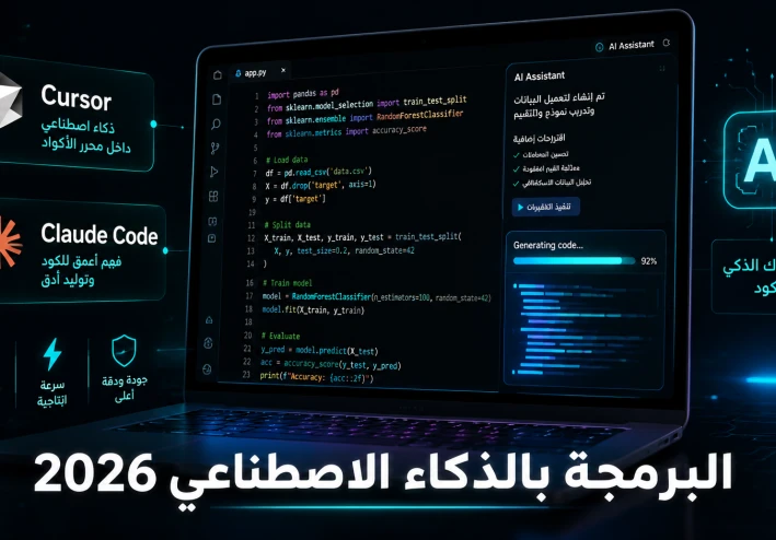 البرمجة بالذكاء الاصطناعي في 2026: كيف تبني تطبيقًا كاملًا بدون سطر كود واحد؟
