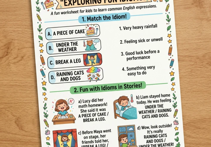 30 English Idioms for Kids with Simple Examples