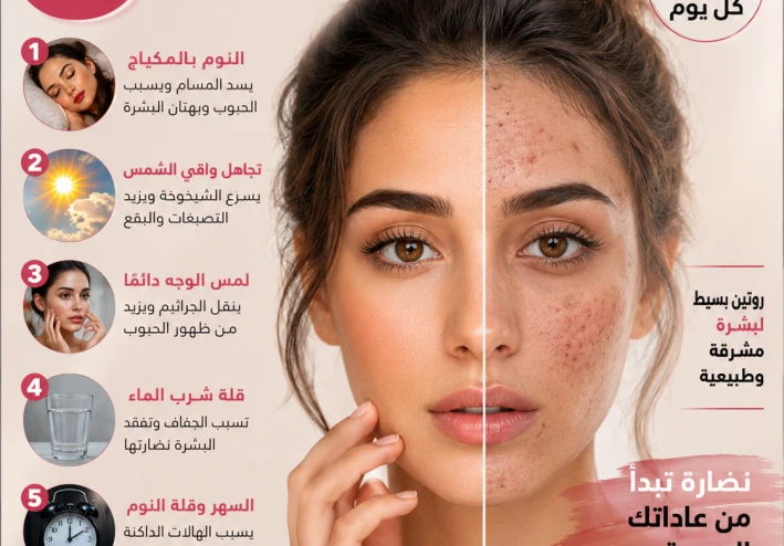 🚨 5 عادات يومية تدمر بشرتك بصمت… توقفي عنها قبل فوات الأوان!