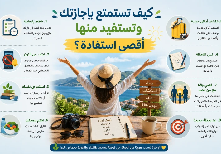 كيف تستمتع بإجازتك وتستفيد منها أقصى استفادة؟