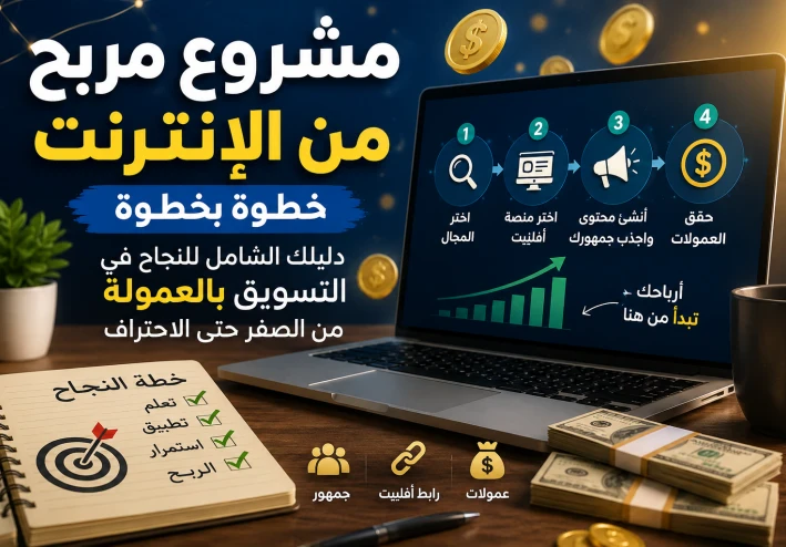 مشروع مربح من الإنترنت خطوة بخطوة: دليلك الشامل للنجاح في التسويق بالعمولة من الصفر حتى الاحتراف