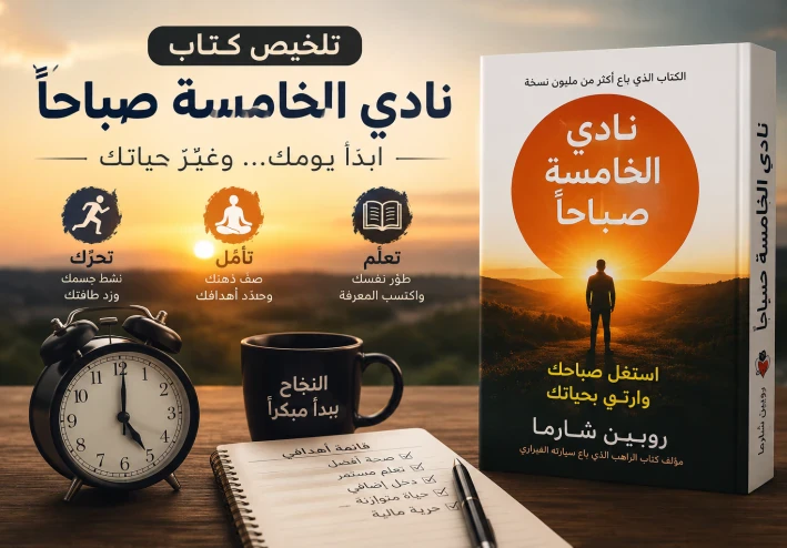 تلخيص كتاب نادي الخامسة صباحًا: أسرار النجاح والإنتاجية من خلال الاستيقاظ المبكر