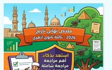📙 مراجعة ليلة الامتحان تاريخ ثالثة ثانوي أزهري 2026.. أقوى ملخص نهائي وأهم الأسئلة المتوقعة لتحقيق الدرجة النهائية