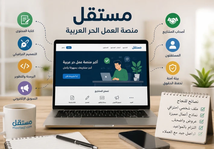 # منصة مستقل: بوابتك إلى عالم العمل الحر وتحقيق الدخل عبر الإنترنت