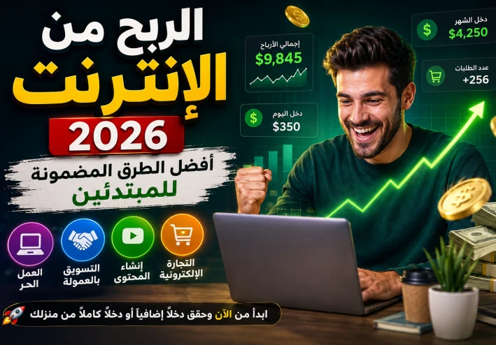 الربح من الإنترنت 2026: أفضل الطرق المضمونة للمبتدئين.