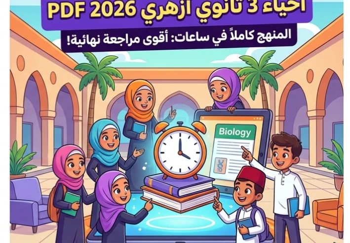 📚 تحميل مراجعة ليلة الامتحان أحياء 3 ثانوي أزهري 2026 PDF | أقوى مراجعة نهائية تضمن لك جمع المنهج في ساعات