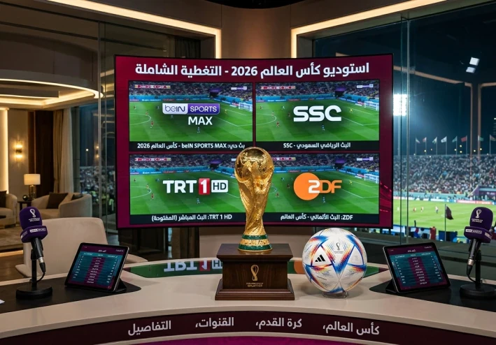 القنوات الناقلة لكأس العالم 2026: دليل الترددات المجانية والمشفرة لمتابعة المونديال